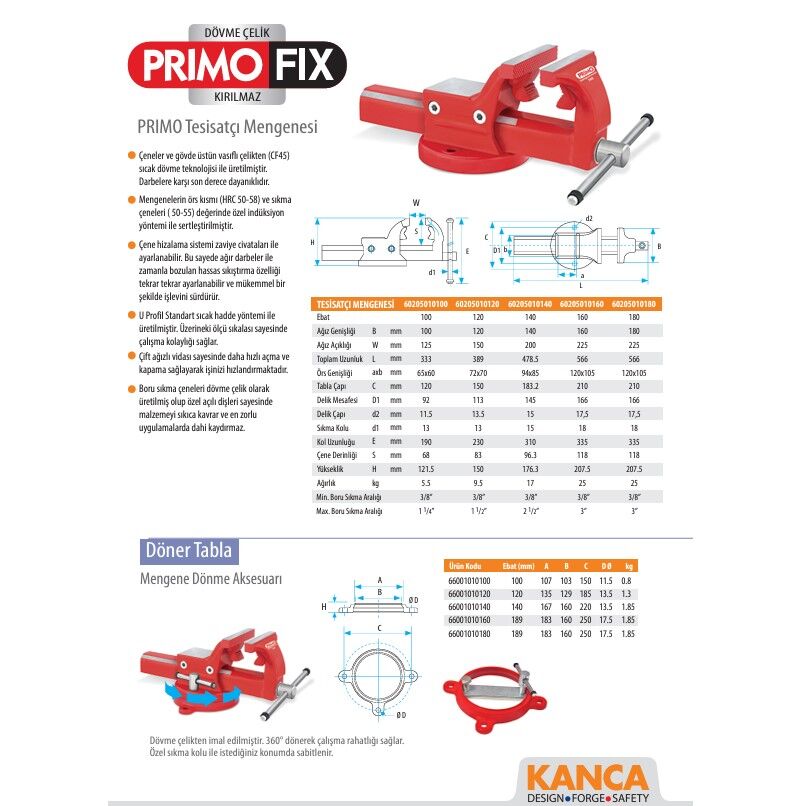 Kanca Primo Pipe Vise 100 mm